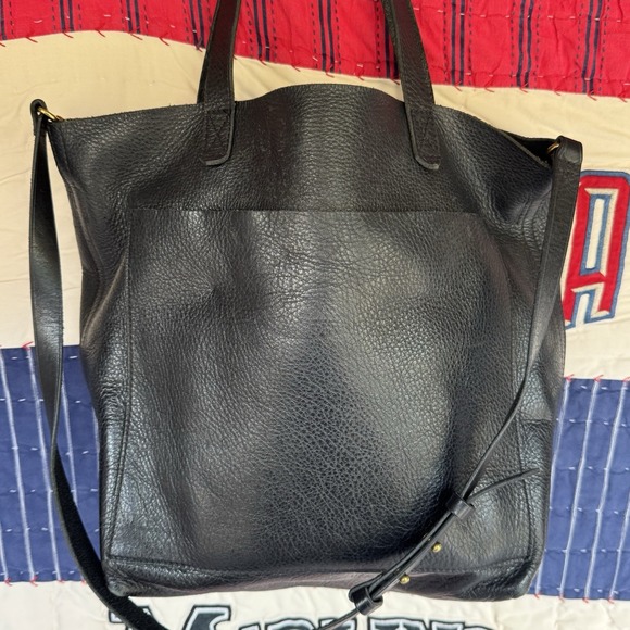 Madewell The Transport Medium Leather Tote Bag True Black DISCONTINUED - Picture 4 of 9